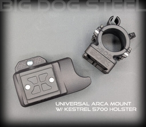 Big Dog Steel Quick Change Arca Mount with Kestrel 5700 holster